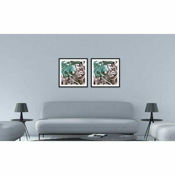 Work-Of-Art 2 Piece Cavalli Framed Canvas Painting - Green, Maroon & White - 23 x 46 x 1.75 in. WO2207190